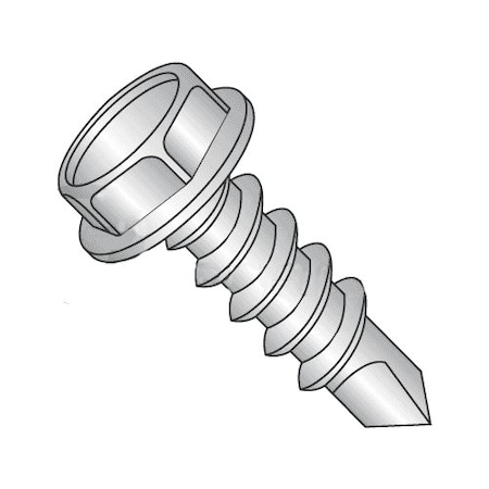 Self-Drilling Screw, #12 X 3/4 In, 410 Stainless Steel Hex Head Hex Drive, 500 PK